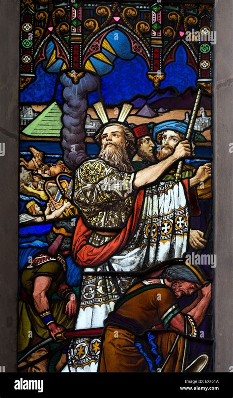 Moses Crossing The Red Sea Stained Glass St Mary`s Church Aylesbury