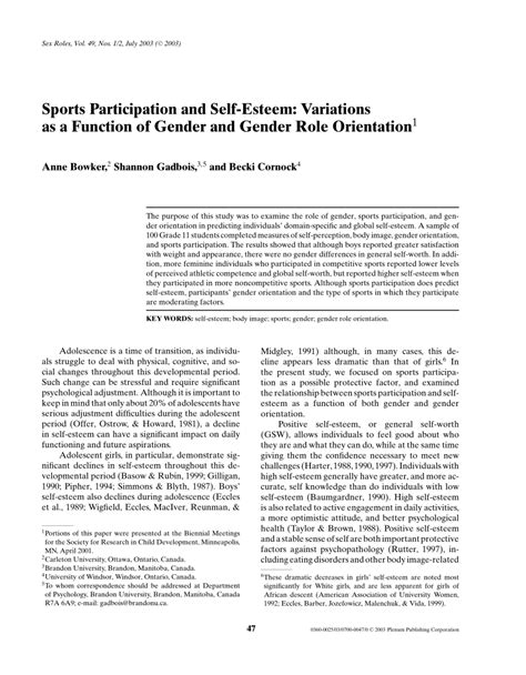pdf sports participation and self esteem variations as a function of gender and gender role