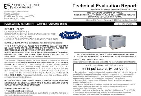 Carrier Package Units Technical Evaluation
