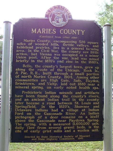 Maries County Marker Vienna Missouri Located In Front O Flickr