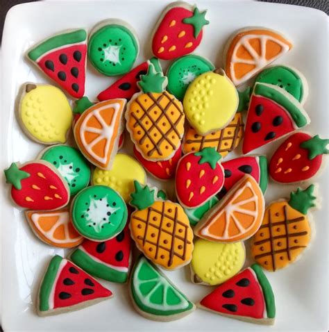 Fruits Mini Sugar Cookies Or Large 35 With Royal Icing Etsy