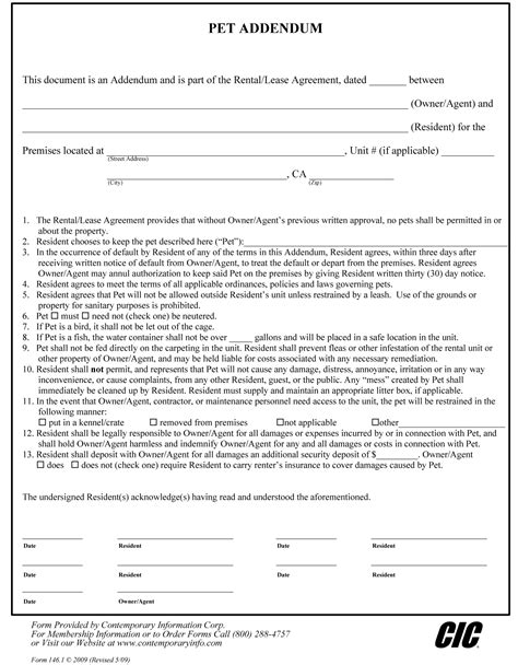 Notices (by landlord) use this form to amend your existing lease agreement in order to comply with the california. pet agreement template | DlHome