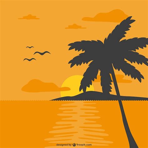 Summer Sunset Vector Template Vector Free Download