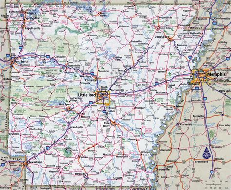 Large Detailed Roads And Highways Map Of Arkansas State With All Cities Vidiani Com Maps Of