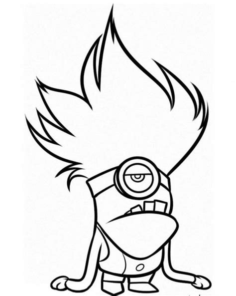 Assim você poderá criar artes com lápis de cores. Desenho de Minion roxo para colorir e imprimir