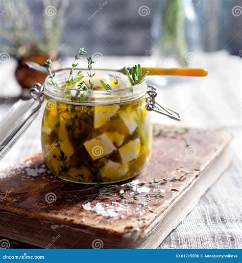 Cheese Marinated In Olive Oil With Herbs Stock Photo Image Of Spices