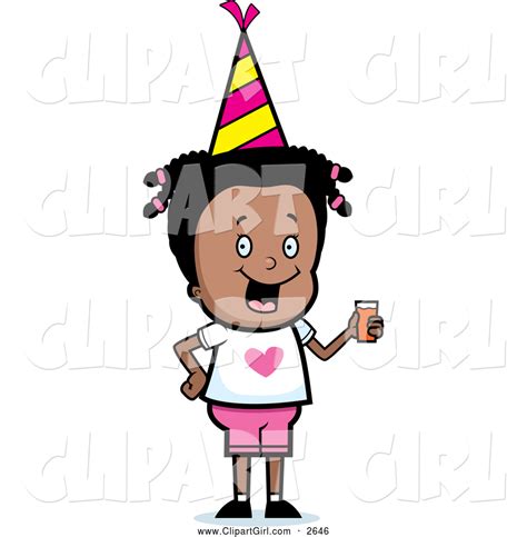 Clip Art Of A Happy Black Girl Holding A Beverage At A