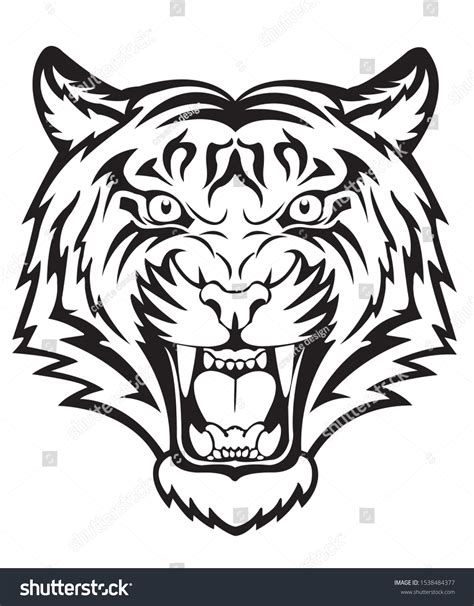 Tiger Head Silhouette Vector Furious Tiger