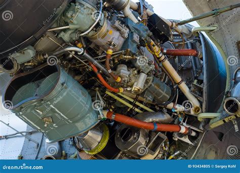 Turboprop Engine Rolls Royce Tyne Rty 20 Mk 22 Close Up Of A Aircraft