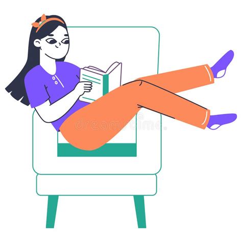 Reading Girl Book And Literature Lover Woman Sitting In Armchair And Reading Book Female