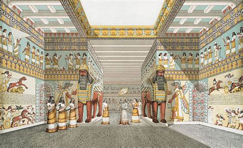 Image Artists Impression Of A Hall In An Assyrian Palace From The