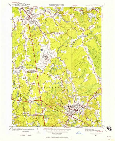 Bridgewater Massachusetts 1949 1957 Usgs Old Topo Map Reprint 7x7 Ma
