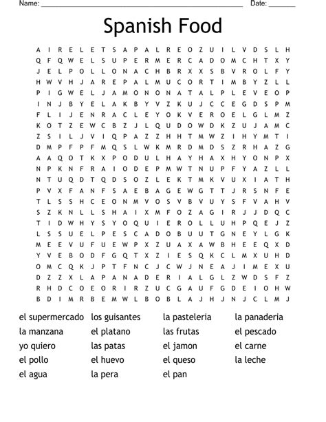 Spanish Food Word Search A Free Printable To Learn Food Vocabulary