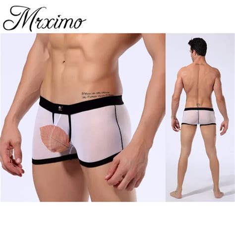 Mr Ximo 2015 Mens Trunks See Through Boxer Bulge Pouch Underwear Comfy Boxer Shorts Free