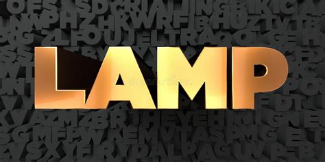 Lamp Gold Text On Black Background 3d Rendered Royalty Free Stock