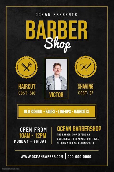 Mens Hair Salon Advertisement Poster Template Barber Shop Mens Hair