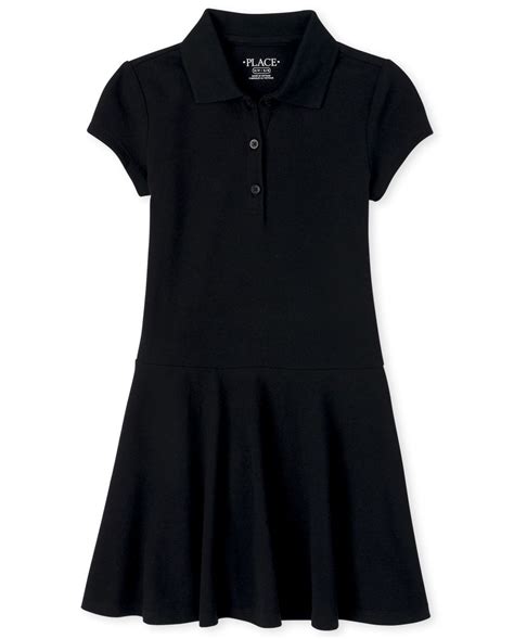 Girls Uniform Short Sleeve Knit Pique Polo Dress