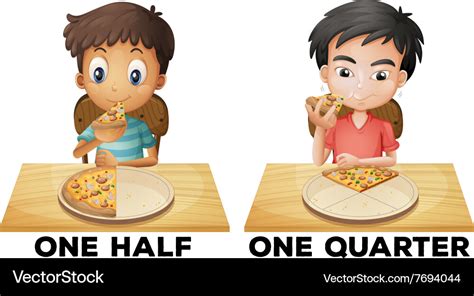 Fractions One Half And One Quarter Royalty Free Vector Image