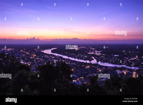 Fishing Villages Near Mountain And Sunset Stock Photo Alamy