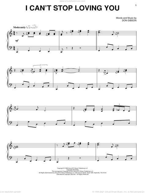 I Cant Stop Loving You Sheet Music Intermediate For Piano Solo
