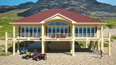 Monster house plans has a wide variety of beach house plans perfect for your oceanside or lakefront property or vacation home. Clearview 2400P - 2400 sq ft on piers | Beach House Plans | Beach house plans, House on stilts ...