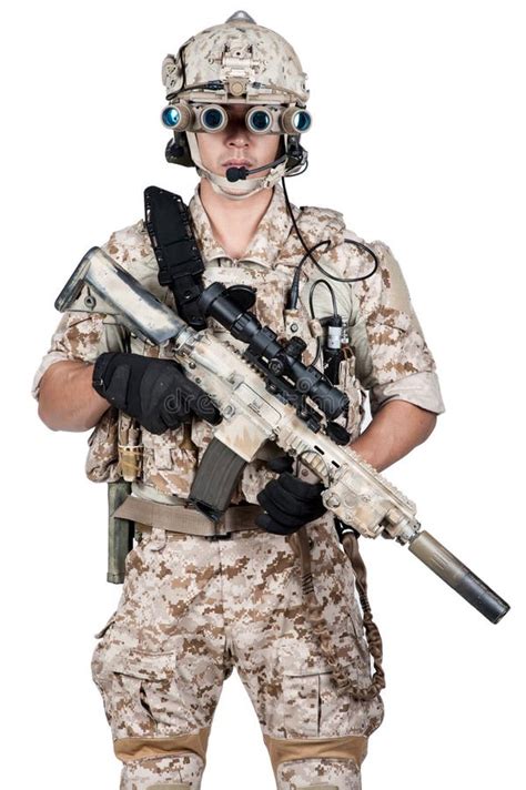 Soldier Man Full Armor Hold Machine Gun Stock Image Image Of Glove