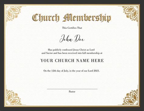Editable Church Membership Certificate Template Printable Certificate Of Membership Elegant
