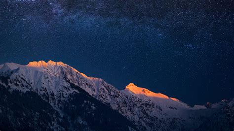 419 Snowy Mountains At Night With Starry Sky Rare Gallery Hd Wallpapers