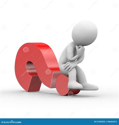 3d Man Thinker Sitting On Question Mark Stock Illustration Image
