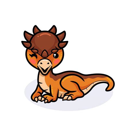 Cute Little Pachycephalosaurus Dinosaur Cartoon Lying Down 10380873