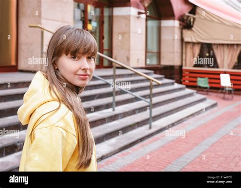 Young Lady On Old Arbat Street In Moscow Russia Stock Photo Alamy