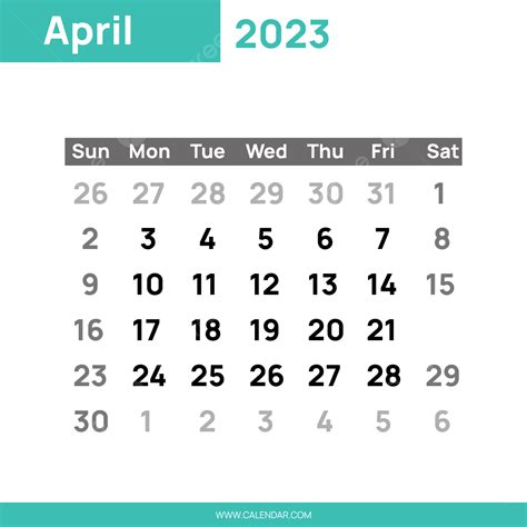 Düz Yeşil Takvim Nisan 2023 Düz Takvim 2023 Takvim PNG Resim ve