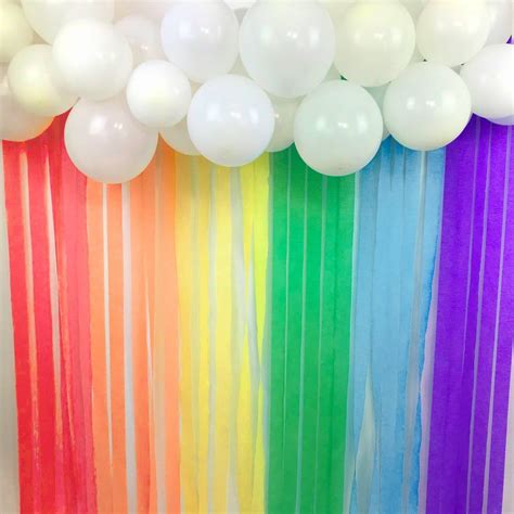 bright rainbow balloon and streamer backdrop kit streamer backdrop rainbow balloons rainbow