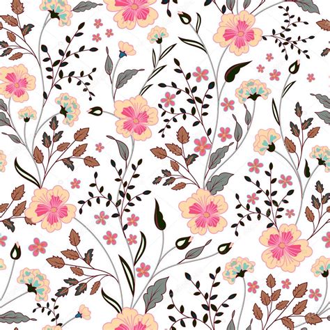 Cute Little Pink Flowers Seamless Pattern Background Vector Stock