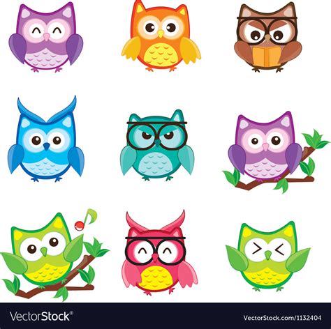 Happy Owls Royalty Free Vector Image Vectorstock