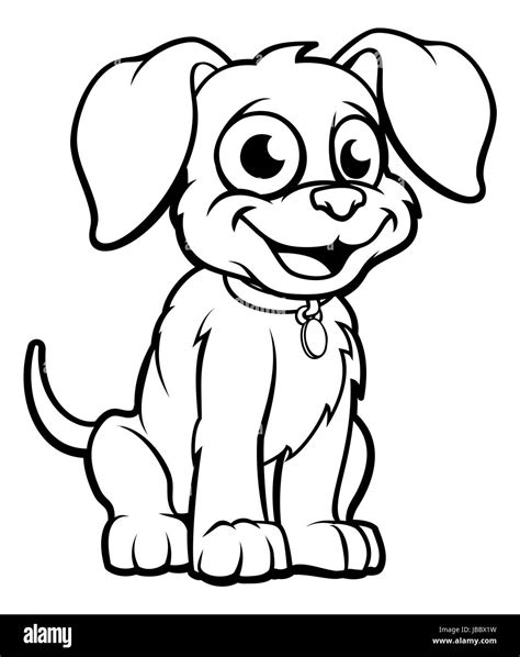Cute Cartoon Dog Character Outline Coloring Illustration Stock Photo