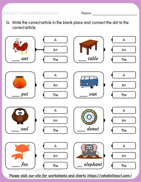 A An The Worksheet For Kids Images And Photos Finder
