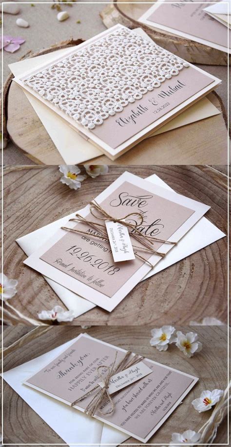Ivory Lace Wedding Invitations Rustic Wedding Stationery Wedding