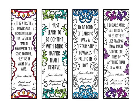 five beautiful and inspiring book quote bookmarks to print and color scribble and stitch