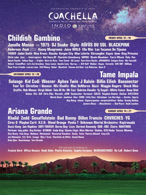 Coachella 2019 Lineup Features Headliners Ariana Grande Childish