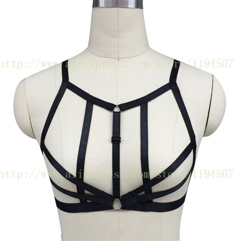 Women Black Body Harness Cage Bra Gothic Harajuku Sexy Lingerie