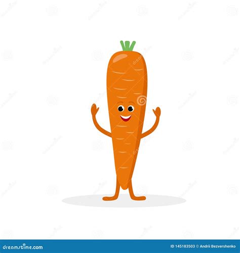 Carrot Cartoon Character Isolated On White Background Healthy Food