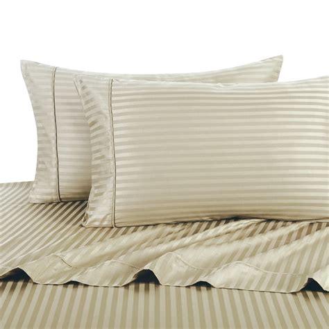 Attached Waterbed Sheets 100 Cotton 300 Thread Count Damask Striped