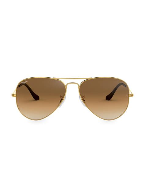 Ray Ban Rb Mm Original Aviator Sunglasses In Gold Brown Brown Lyst