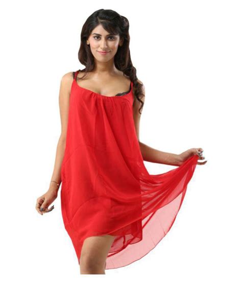 Buy Fascinating Lingerie Synthetic Red Beach Dresses Online At Best
