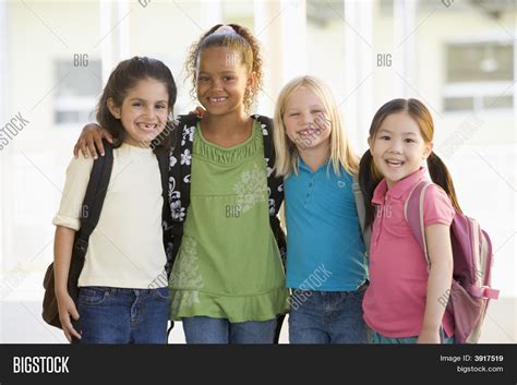 Four Students Outside Image And Photo Free Trial Bigstock