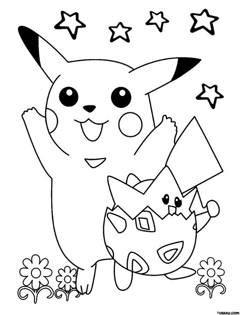 Togepi Pikachu Pokemon Coloring Page Turkau