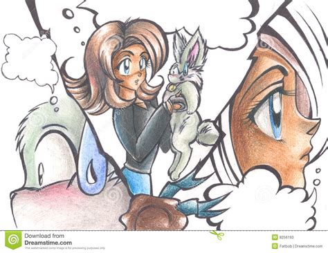 Girl Holding Bunny Stock Illustration Illustration Of