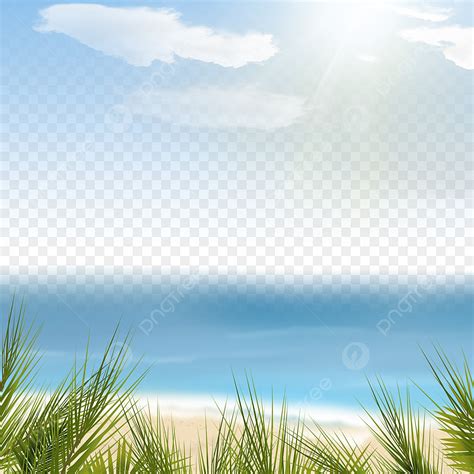 Blue Sea Water White Transparent Summer Beach Blue Sea Water Border
