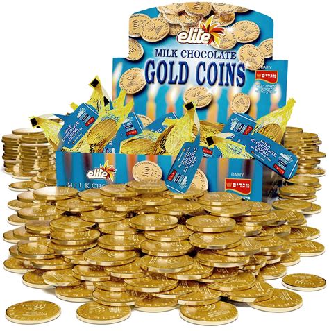 Buy Elite Milk Chocolate Gold Coins Individually Wrapped Mesh Bags Filled With Menora Embossed